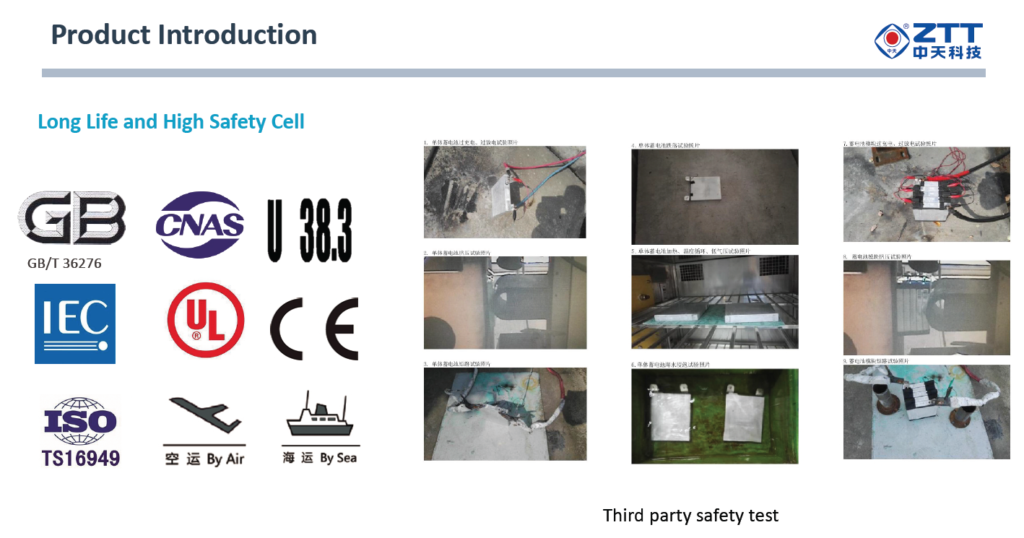 ZTT BESS Battery Energy Storage System Safety Test Battery