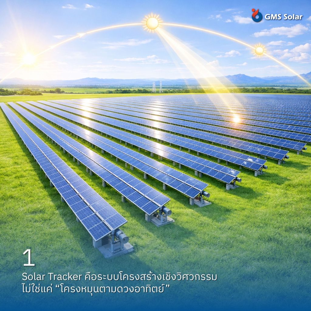 Solar Tracker คือระบบโครงสร้างเชิงวิศวกรรม ไม่ใช่แค่ “โครงหมุนตามดวงอาทิตย์”