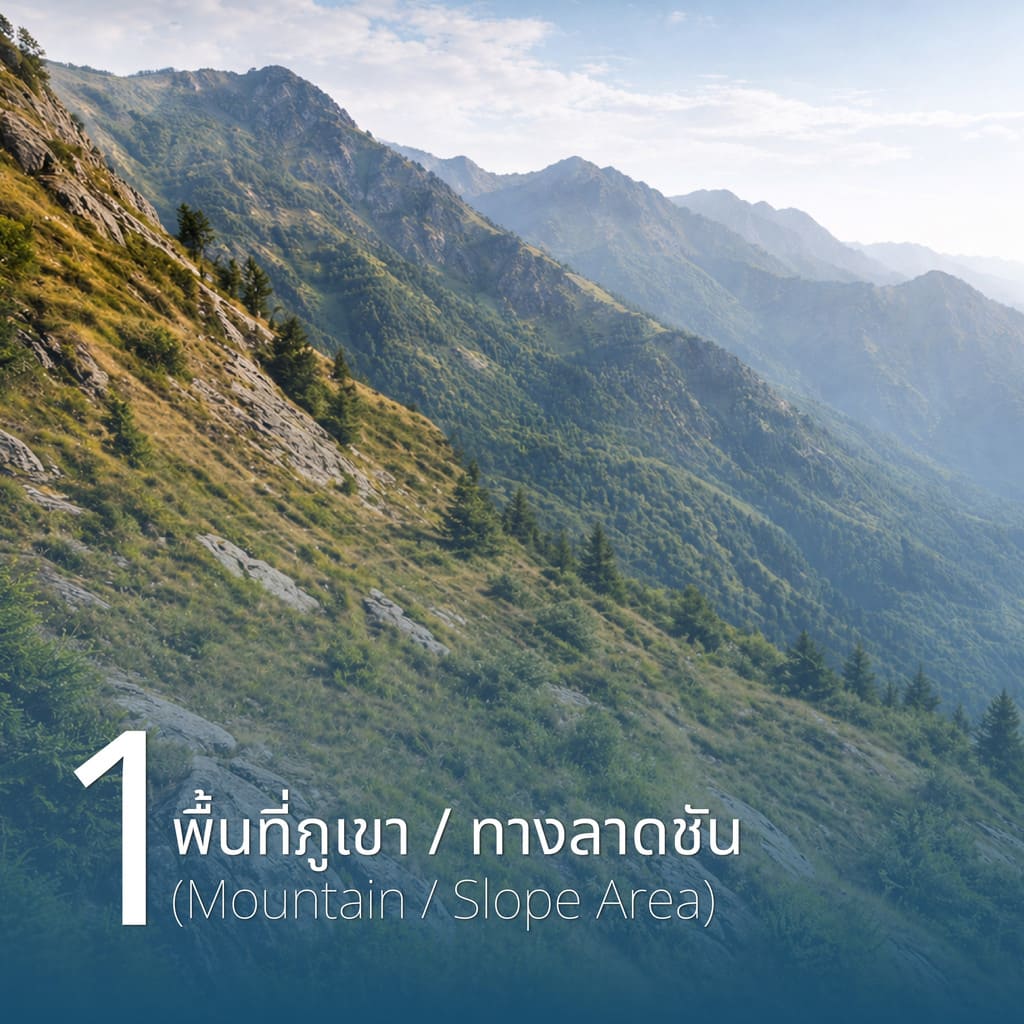 พื้นที่ภูเขา ทางลาดชัน
